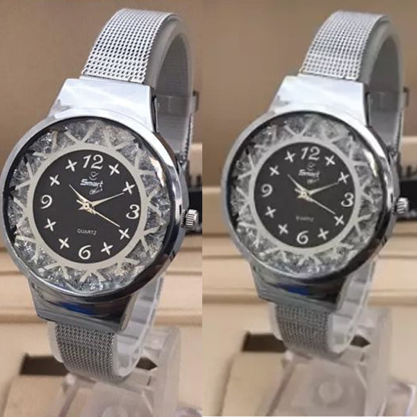 Shaffer Mesh Band Lady Creative Style Watch Black & Silver 01521