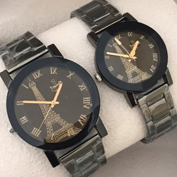 Vintage Paris Eiffel Tower Dial Wrist Watch Pair For Unisex 75441