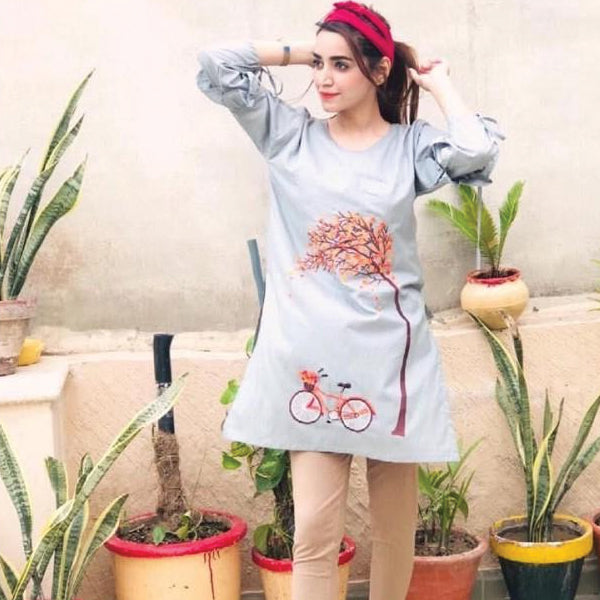 Stylish Design Kurti For Women Grey | 24HOURS.PK