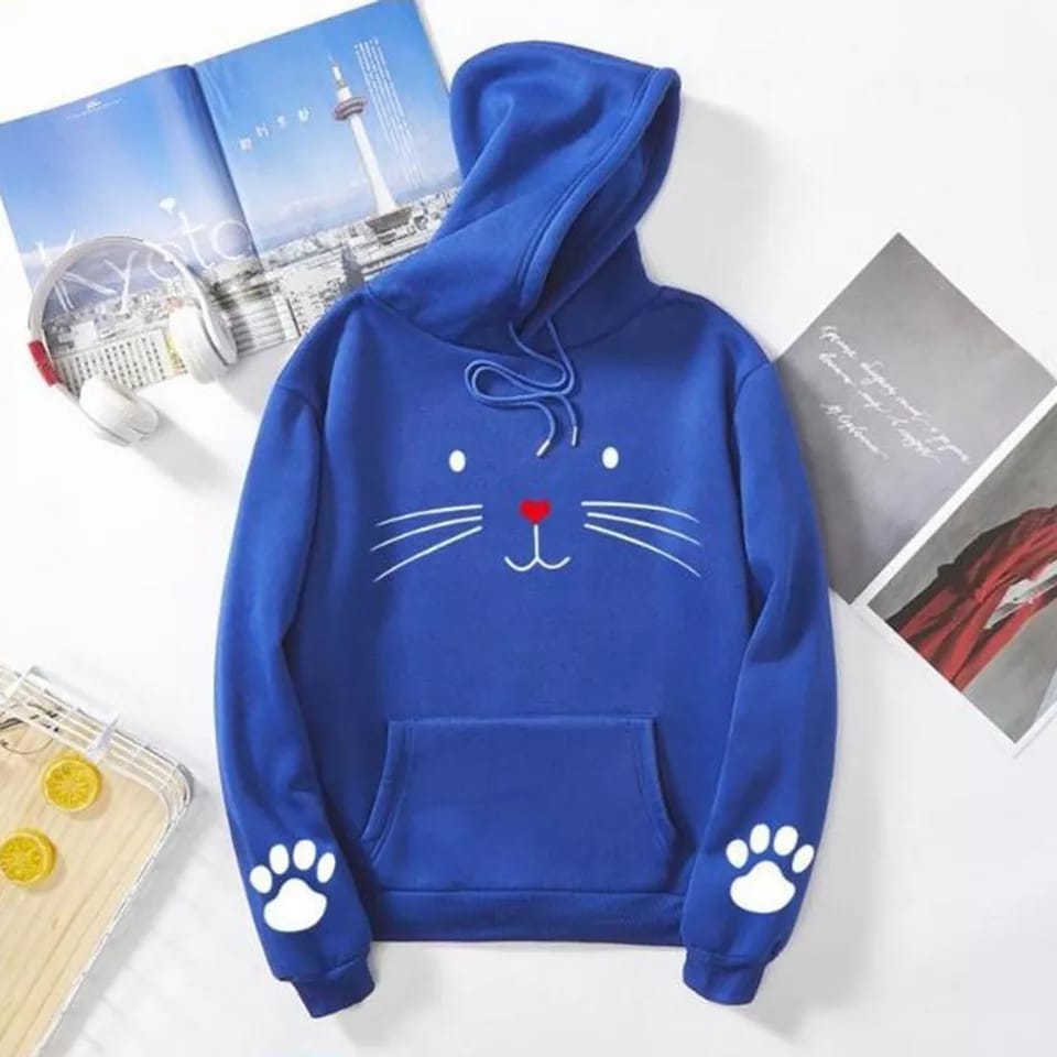 CUTE CAT HOODIE (BLUE)
