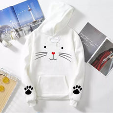 CUTE CAT HOODIE (WHITE)