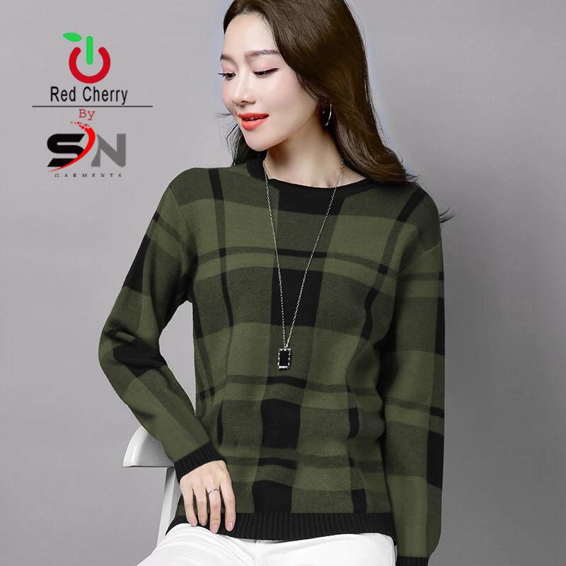 Check sweat shirt women (GREEN) Pack of 2