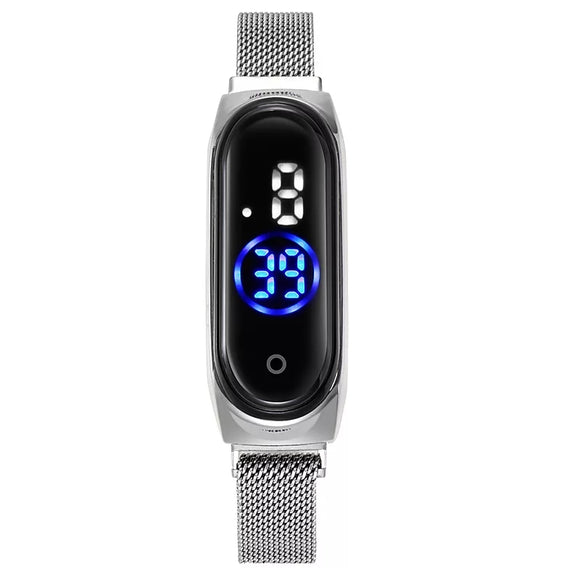 Women magnet led watch (Water resistant) Silver