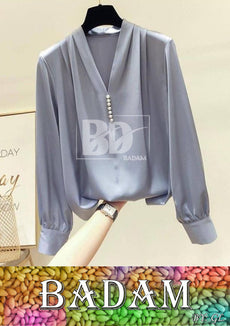 Badam Silk Top Ladies (Grey)
