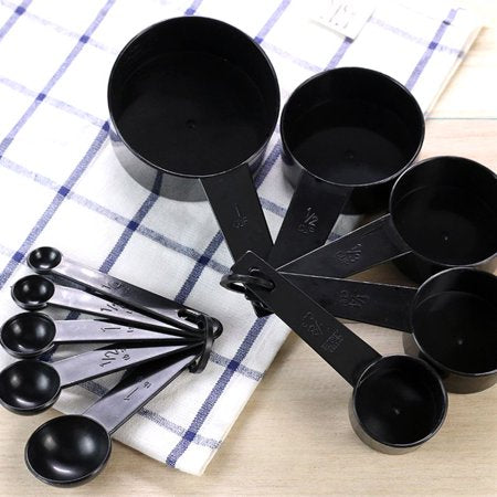 Pack of 3 Food Strainer Skimmer Mesh Strainer & 5 Large + 5 Small Cup Spoon - Measuring Cup and Spoons Set | 24HOURS.PK