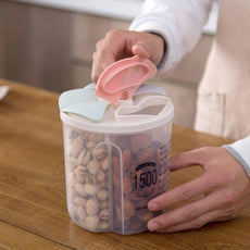 Food Storage Covered  Jar Grains Plastic Compartment Storage Tank 1500ml | 24HOURS.PK