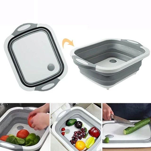 Three in One cutter Board Wash Basin Dish Tub Space Save and Serving Bowl | 24HOURS.PK