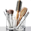 Cosmetic Organizer Makeup Brushes Transparent Brushes Acrylic Crystal Crystal Beauty Products Storage with 3 Compartments Desk Organizer - Round | 24HOURS.PK