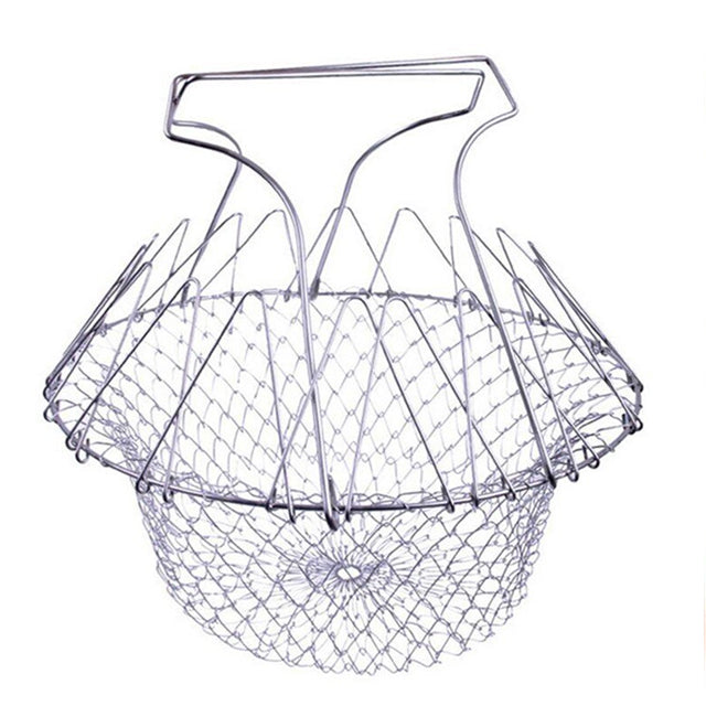 Foldable Steam Rinse Strain Fry Chef Basket Magic Basket Mesh Basket | 24HOURS.PK