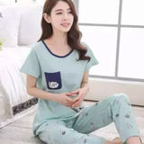 Women Carton Cute Pajama Pattern Thicker Pajamas Set Cotton Pajamas Sleepwear | 24HOURS.PK