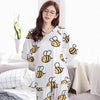 White Honey Bee Print Full Sleeves Shirt and Pajama Night Wear for Women | 24HOURS.PK
