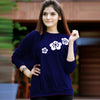 Flower Printed Sweatshirt For Womens Blue | 24HOURS.PK