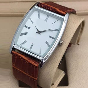 Latest Design Watch For Mens Silver White Dial with Brown Belt | 24HOURS.PK