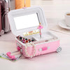 Pink Candy Color Jewelry Storage Box Luggage Trolley Style Music Musical Box | 24HOURS.PK