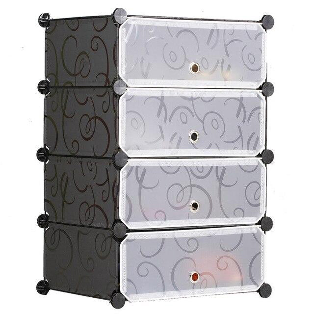 4 Cubes Storage CabinetShoe Rack Black | 24HOURS.PK