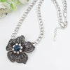New Beautiful Black Silver Chain Flower With Blue Stone Locket For Her | 24hours.pk