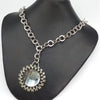 Rounded Shaped Diamond Necklace With Silver Chain For Womens | 24hours.pk