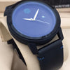 Simple Blue Rounded Watch With Black Belt | 24hours.pk
