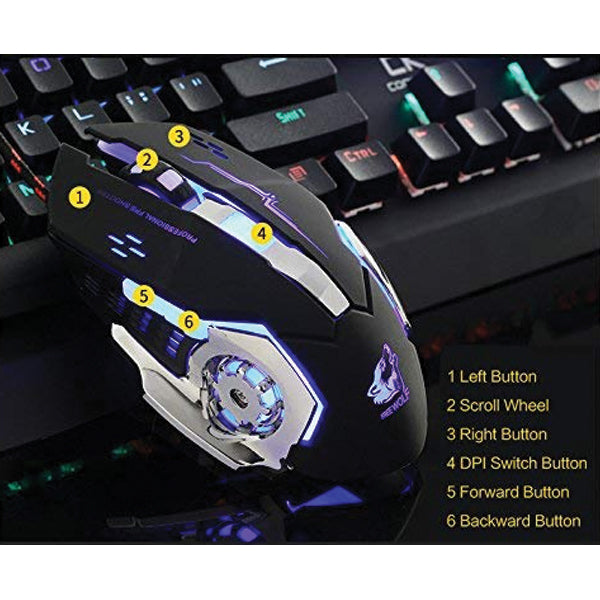 Gaming Mouse 6 Button LED Wired Gaming Mouse PC Mouse Computer Mouse With 4 Adjustable DPI Levels 5001 500 2500 4000 | 24HOURS.PK