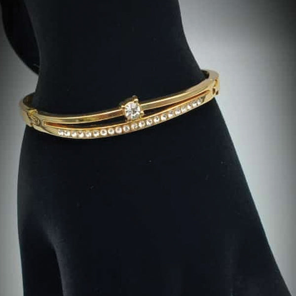 Simple Design Rounded Shaped Diamonds With 2 Straps Top Center Diamond Bracelet For Her | 24HOURS.PK