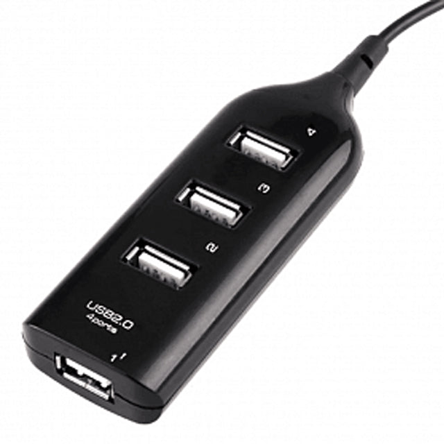 Hi-Speed 1 Meter Cable 4 Port USB Hub For Windows & Mac, Black | 24hours.pk