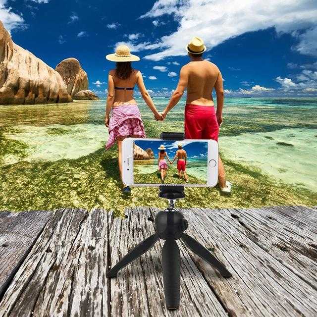 Mini Flexible Tripod Stand With Phone Holder Clip & Ball Head For Phone Digital DSLR Camera & Smartphone (1018) | 24HOURS.PK