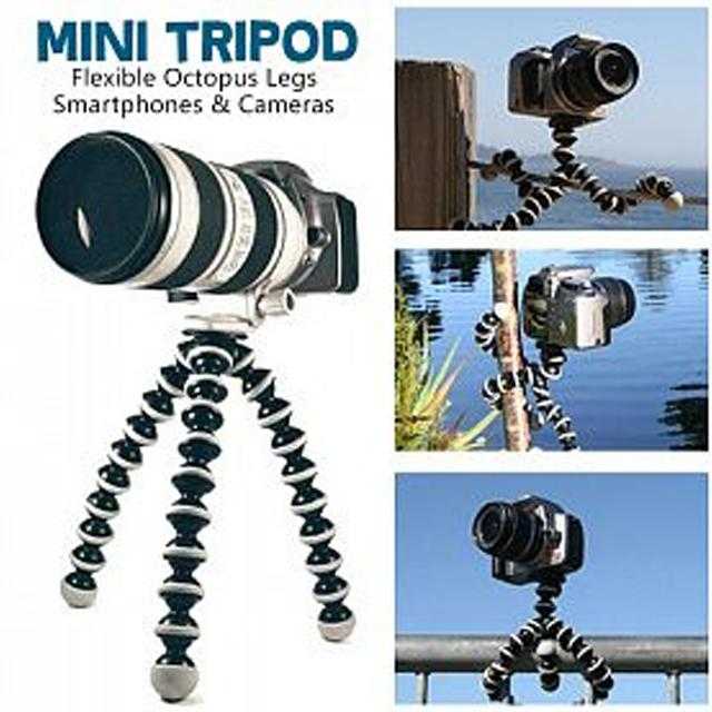 OT Mini Tripod with Flexible Octopus Legs & Adjustable Phone Mount Adapter | 24hours.pk