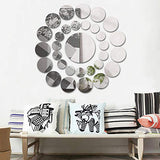 Clearance! Leyorie Elegant Applique Round Mirror Wall Sticker Acrylic Surface Decal Home DIY Art Mural Decor 31 pcs | 24hours.pk