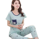 Women Carton Cute Pajama Pattern Thicker Pajamas Set Cotton Pajamas Sleepwear | 24HOURS.PK