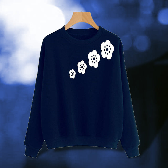 Flower Printed Sweatshirt For Womens Blue | 24HOURS.PK