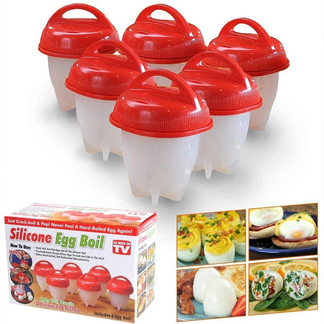 Silicone Egg For Cooking Boiled Eggs Without The shell Non-stick, Set of 6 Eggs To Boil Hard And Softly | 24HOURS.PK