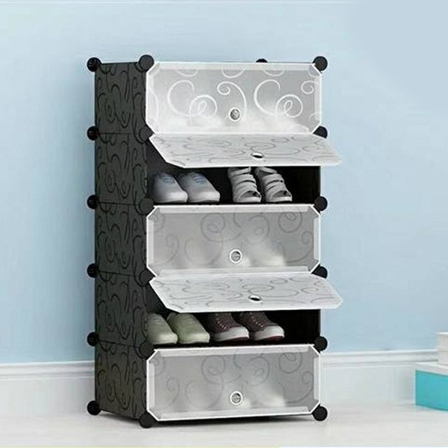 5 Cubes Storage CabinetShoe Rack – Black | 24HOURS.PK