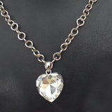 Heart Shaped Transparent Diamond With Silver Chain Locket For Womens | 24hours.pk