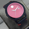 Simple Red Rounded Watch With Black Belt | 24hours.pk