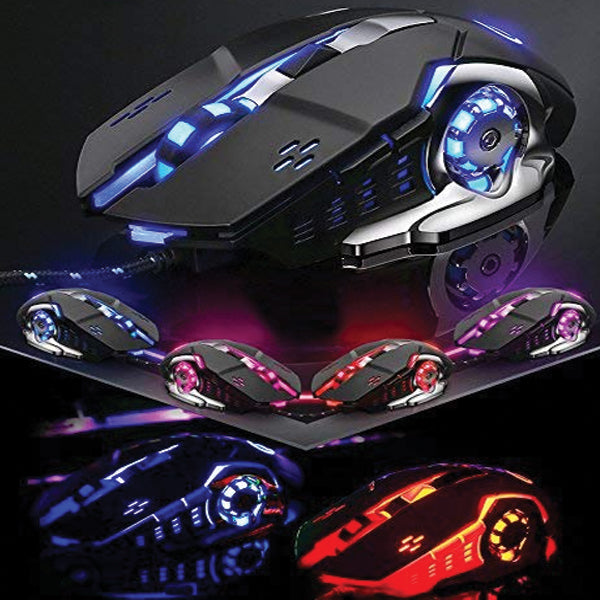 Gaming Mouse 6 Button LED Wired Gaming Mouse PC Mouse Computer Mouse With 4 Adjustable DPI Levels 5001 500 2500 4000 | 24HOURS.PK