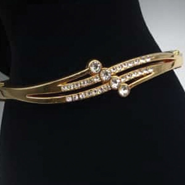 3 Rounded Diamonds Golden Bracelet For Girls | 24HOURS.PK