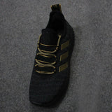 Strips Design Sneakers For Men's Black & Golden | 24hours.pk