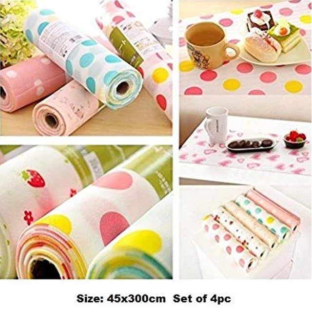 Anti Slip Kitchen Cupboard Liners Mat Roll Drawer Liner Mats Drawer Refrigerator Table Pad Waterproof Place Mat Set of 4 pcs | 24HOURS.PK
