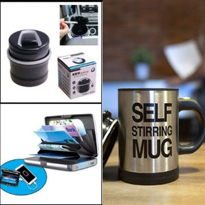 Bundle Deal Car Ashtray with LED light for night use + Car Coffee Mug + E- Charge Wallet | 24HOURS.PK