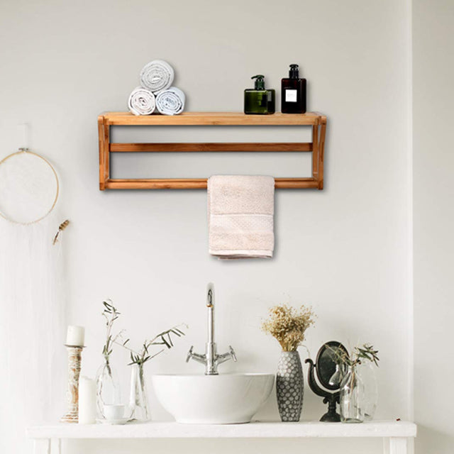 Wall Mounted Towel Rack with Shelf Storage for Bath & Household Items | 24hours.pk