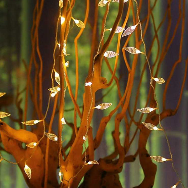 Transer 3m LED Garland Lamp Warm White Garland Fairy Lights Leaf-Shaped Lights for Bedroom Wedding | 24hours.pk