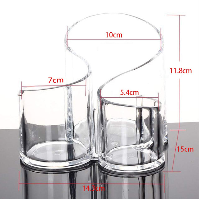 Cosmetic Organizer Makeup Brushes Transparent Brushes Acrylic Crystal Crystal Beauty Products Storage with 3 Compartments Desk Organizer - Round | 24HOURS.PK