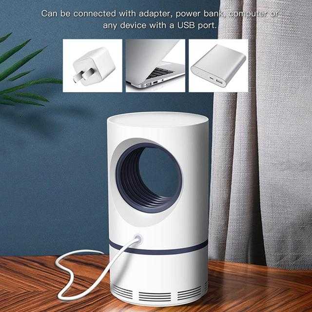 USB Powered Mosquito Killer Light LED UV Silent Insect Trap Lamp with Suction Fan Pest Control Fly Catcher Anti-Mosquito Dispeller | 24hours.pk
