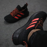 Strips Design Sneakers For Men's Black & Red | 24hours.pk