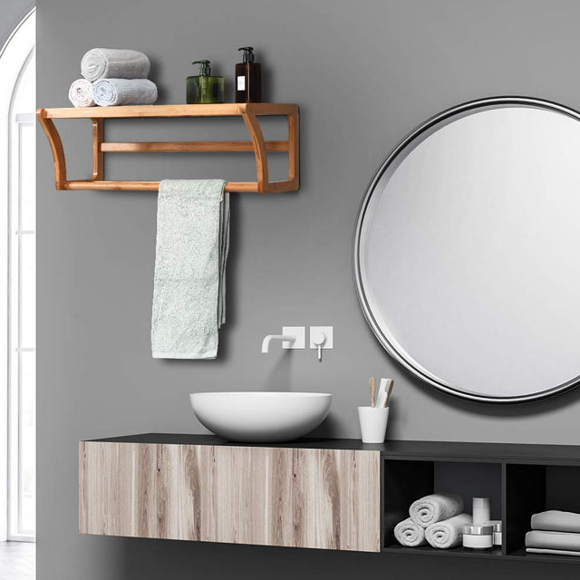 Wall Mounted Towel Rack with Shelf Storage for Bath & Household Items | 24hours.pk