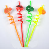 High Quality Spiral Fruit Shaped Plastic Drinking Straw 125 Each Pack Of 3 | 24hours.pk