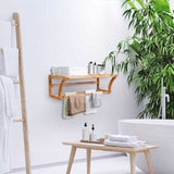 Wall Mounted Towel Rack with Shelf Storage for Bath & Household Items | 24hours.pk