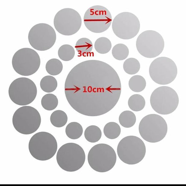 Clearance! Leyorie Elegant Applique Round Mirror Wall Sticker Acrylic Surface Decal Home DIY Art Mural Decor 31 pcs | 24hours.pk