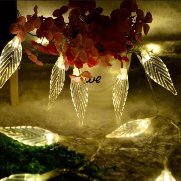 Transer 3m LED Garland Lamp Warm White Garland Fairy Lights Leaf-Shaped Lights for Bedroom Wedding | 24hours.pk