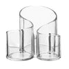 Cosmetic Organizer Makeup Brushes Transparent Brushes Acrylic Crystal Crystal Beauty Products Storage with 3 Compartments Desk Organizer - Round | 24HOURS.PK